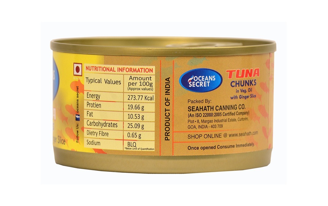 Oceans Secret Tuna Chunks In Veg. Oil With Ginger Slice   Tin  180 grams